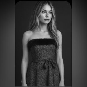 Carolina Herrera Silk Blend Dress with Fur Trim NWOT